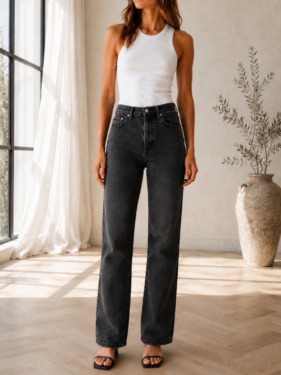 Agolde Denim - AGOLDE Pinch Waist High Rise Kick Flare Jeans Charcoal Black Minimalist 29